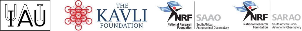 logos of the IAU, the Kavli Foundation, the SAAO/NRF and the SARAO/NRF